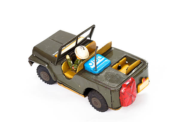 istock Vintage military toy car on white background 178123303