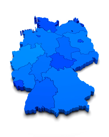 Germany 3D blue map on white isolated