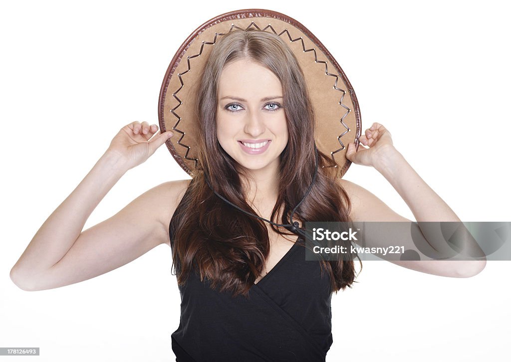 Western girl Beautiful girl in cowboy hat Adult Stock Photo