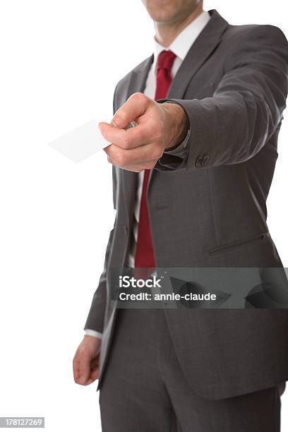 Homem De Negócios Com Cartão Em Branco - Fotografias de stock e mais imagens de Adulto - Adulto, Branco, Camisa com botões