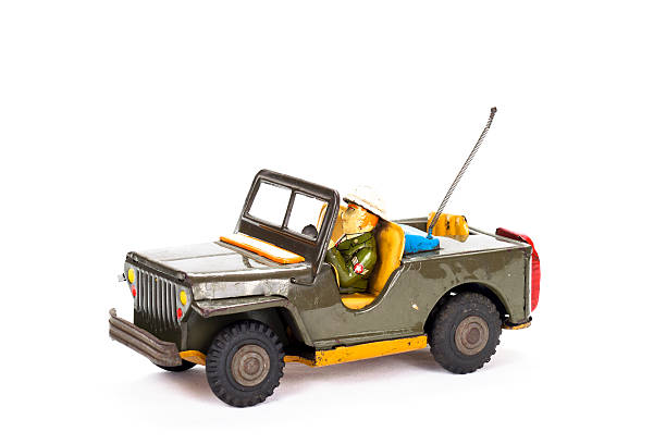 istock Vintage military toy car on white background 178128160