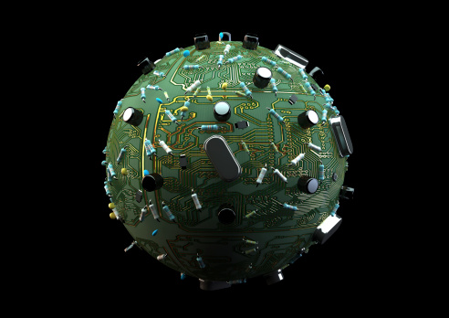 Machine Computer Planet Computer Planet Stock Photo - Download Image Now - Computer Chip, Globe ...