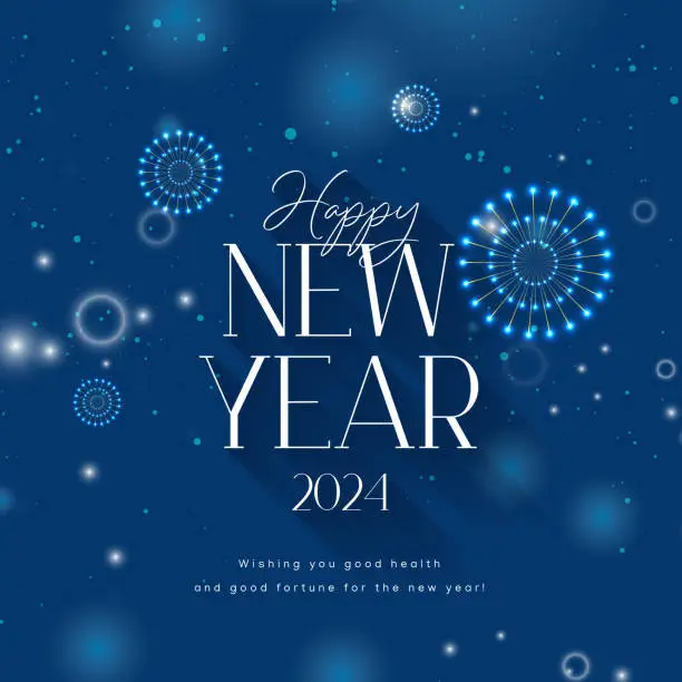 Vector illustration of Happy new year 2024 message with firework