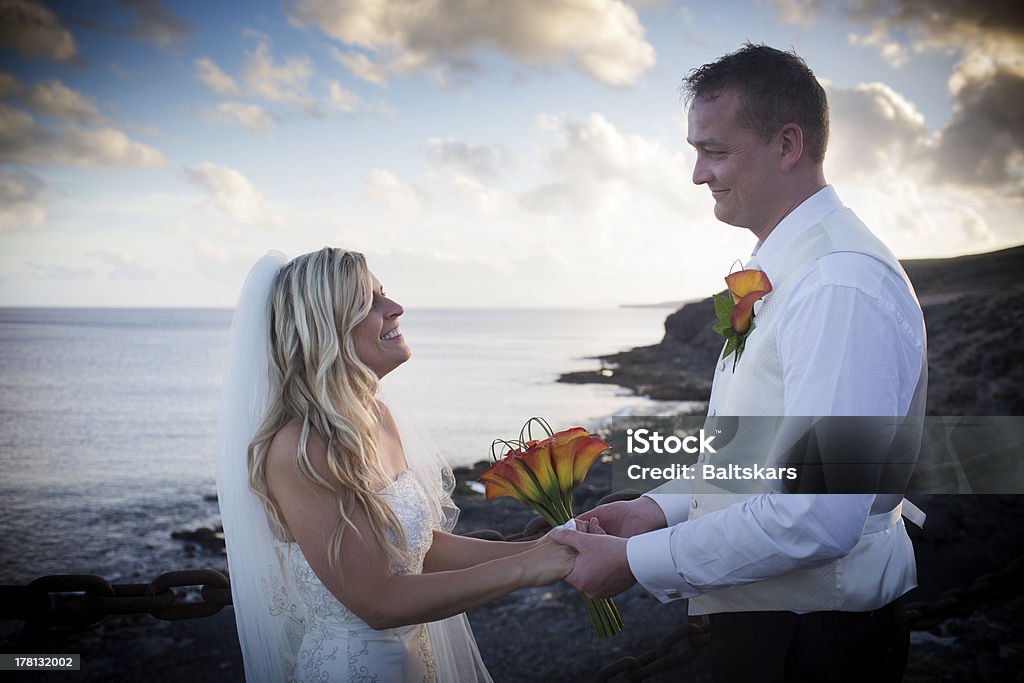 Felizes recém-casados - Foto de stock de Acordo royalty-free