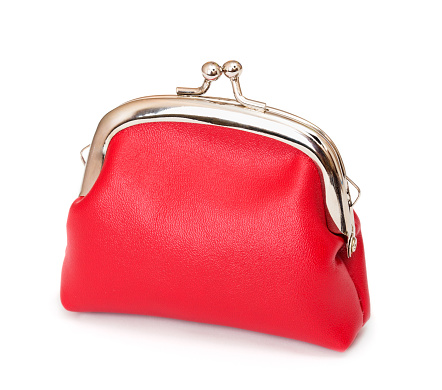 Red purse on white background
