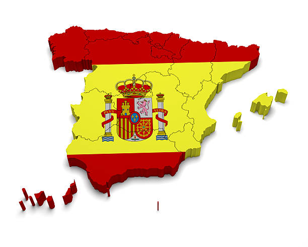Spain 3D flag map on white Spain 3D flag map on white isolated ceuta map stock pictures, royalty-free photos & images