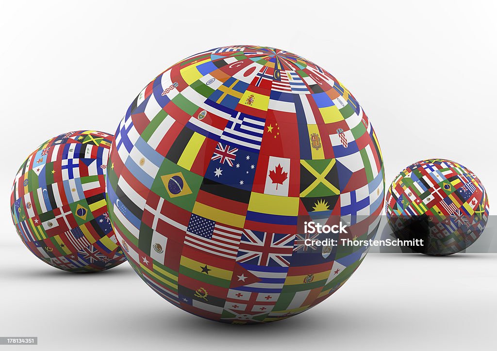 Bandeira globo com bandeiras de países diferentes - Foto de stock de Alemanha royalty-free