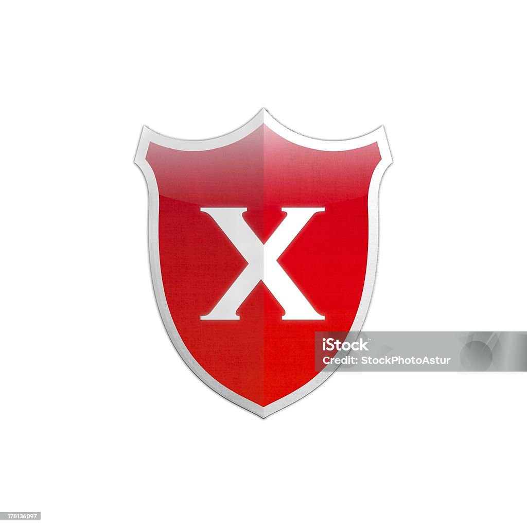 Secure shield letter X. Illustration with letter X secure shield on white background. Letter X Stock Photo