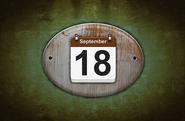 istock Old wooden calendar with September 18. 178136896