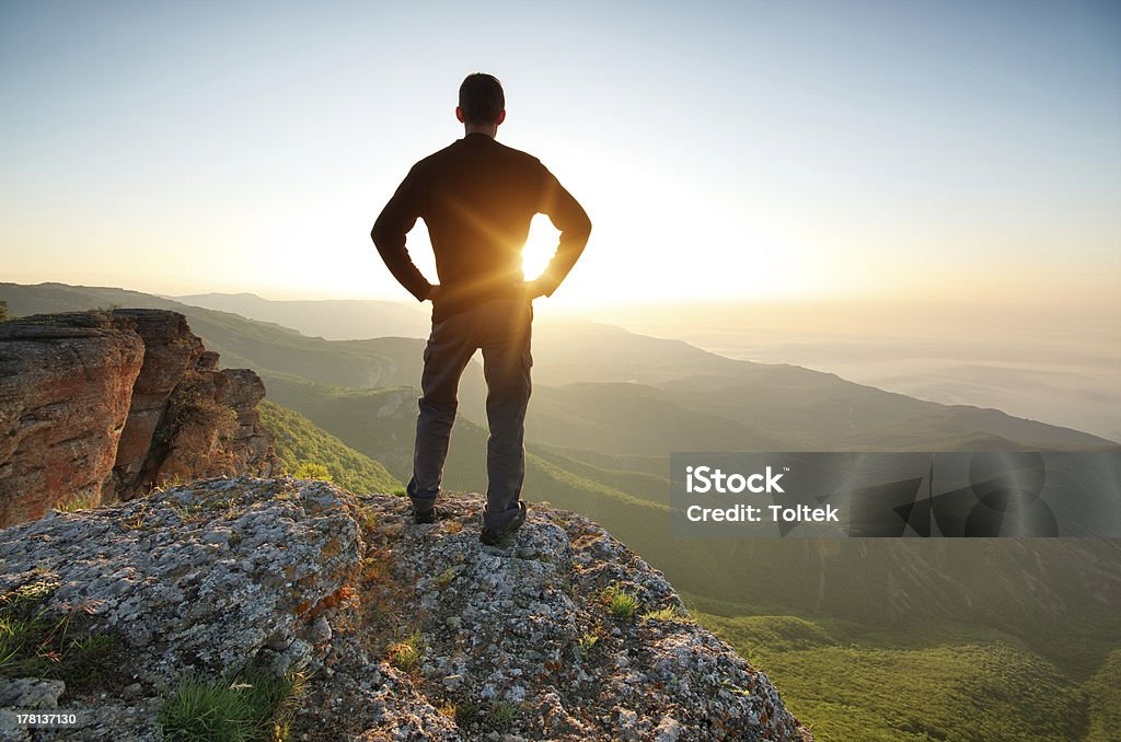 Silhouette eines Mannes - Lizenzfrei Berg Stock-Foto