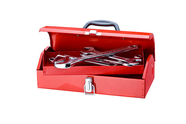 Toolbox A red toolbox on a white background. toolbox stock pictures, royalty-free photos & images