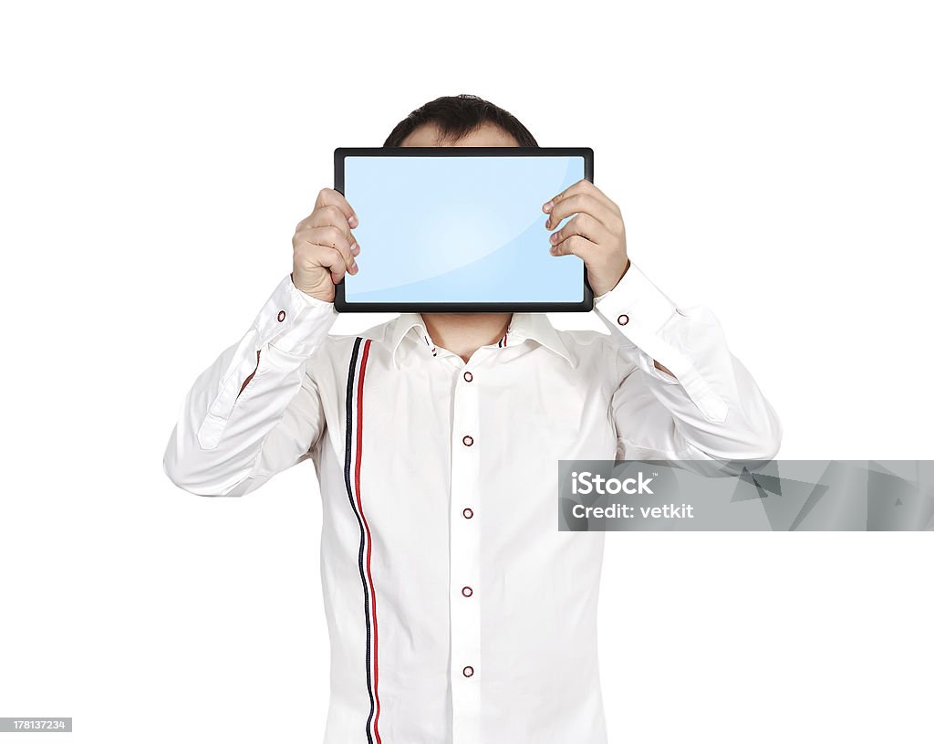 Homem segurando o tablet - Royalty-free Adulto Foto de stock