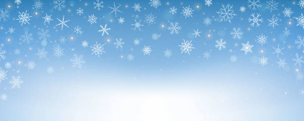 пастельное зимнее небо со снежинками. градиент цвета синего света. фэнтезийные мягкие размытые обои. векторный рождественский пейзаж. - winter non urban scene snow snowflake stock illustrations