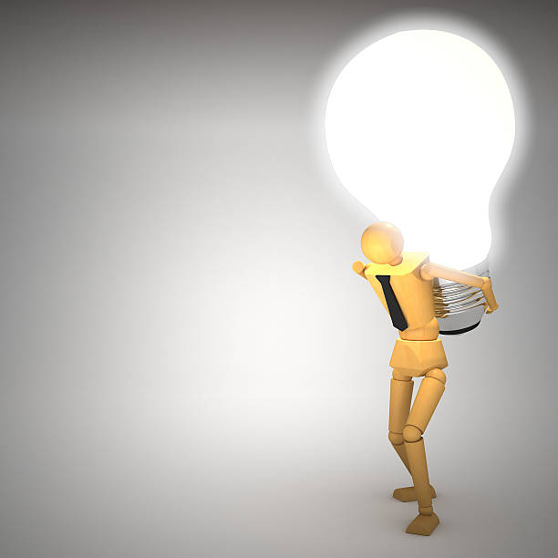 istock The wooden doll with light bulb 3d illustration 178137261