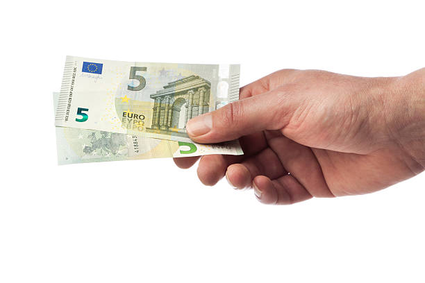 istock Hand holding two new five Euro bills 178137550