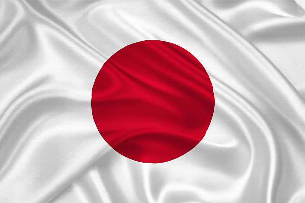 Flag of Japan Flag of Japan waving with highly detailed textile texture pattern honshu stock pictures, royalty-free photos & images