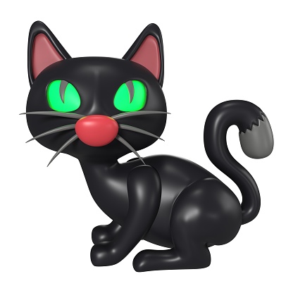 This is a Halloween Cat 3D Render Illustration Icon. High-resolution JPG file isolated on a white background.