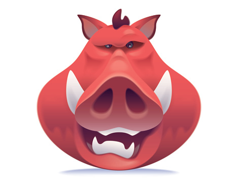 vector illustration of angry boar head icon