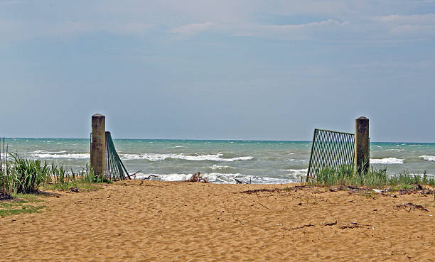 istock iron gate to close off the beach 178138451