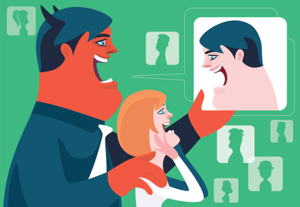 evil businessman embracing woman and presenting friend vector illustration of evil businessman embracing woman and presenting friend lying friends quotes stock illustrations