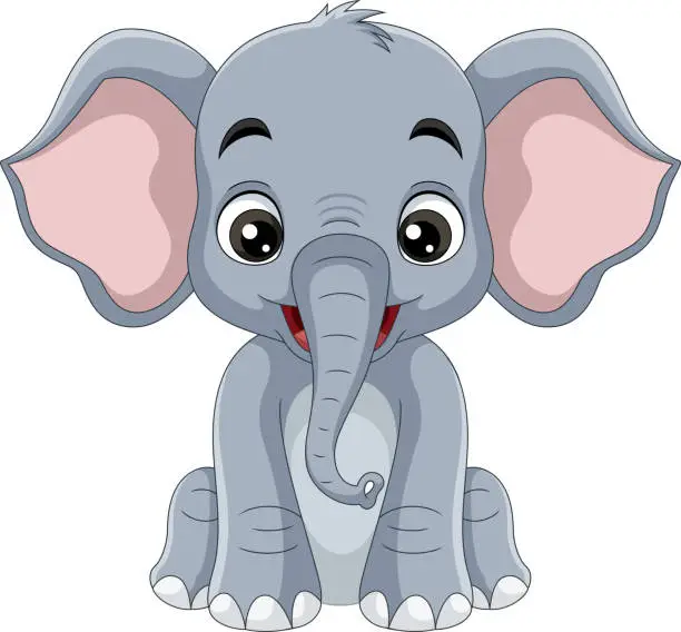 Vector illustration of Cartoon elephant on white background