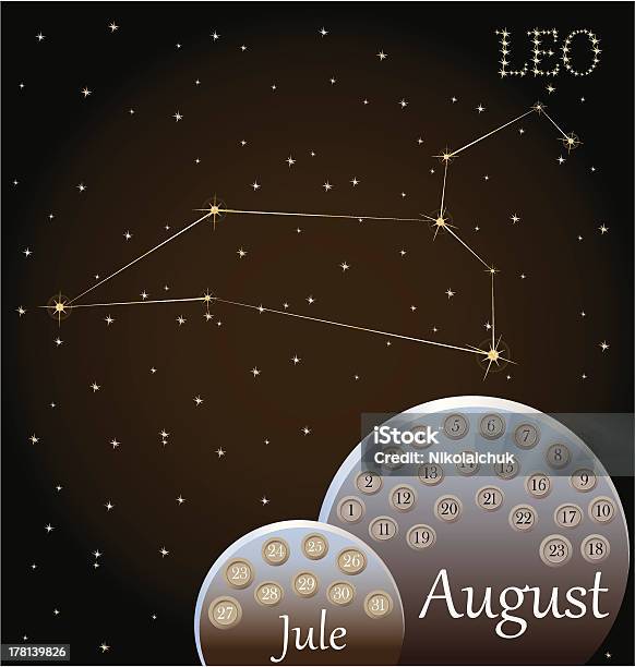 Calendrier Du Signe Du Zodiaque Leo Vecteurs libres de droits et plus d'images vectorielles de Astrologie - Astrologie, Astronomie, Calendrier