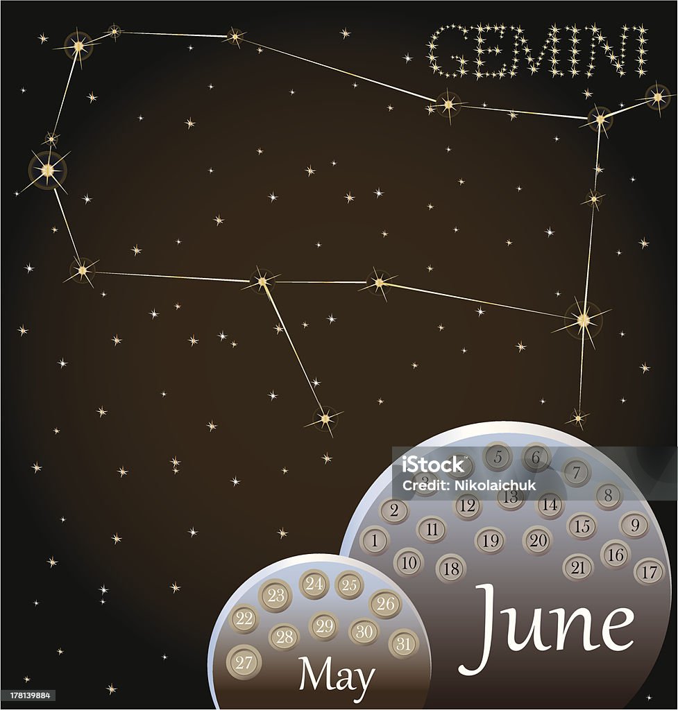 Calendrier du Signe du zodiaque Gemini. - clipart vectoriel de Astrologie libre de droits