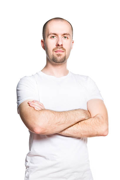 istock Confident handsome man in bright t-shirt isolated on white 178140009