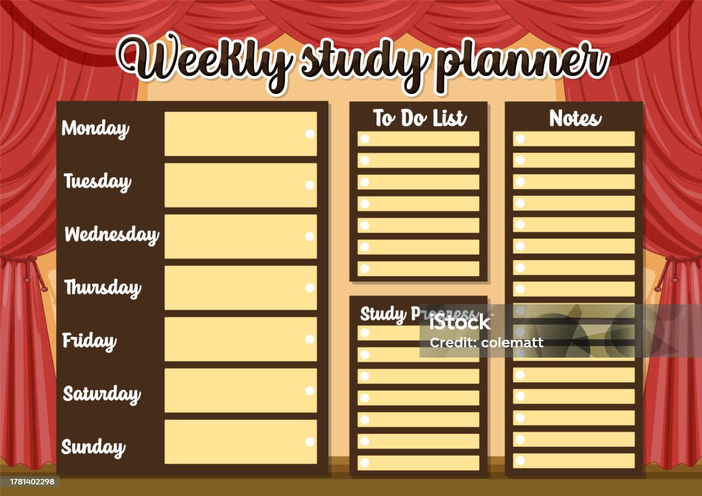 Weekly Lessons Animation Red Curtain Weekly Lesson Plan Stock Illustration - Download Image Now ...