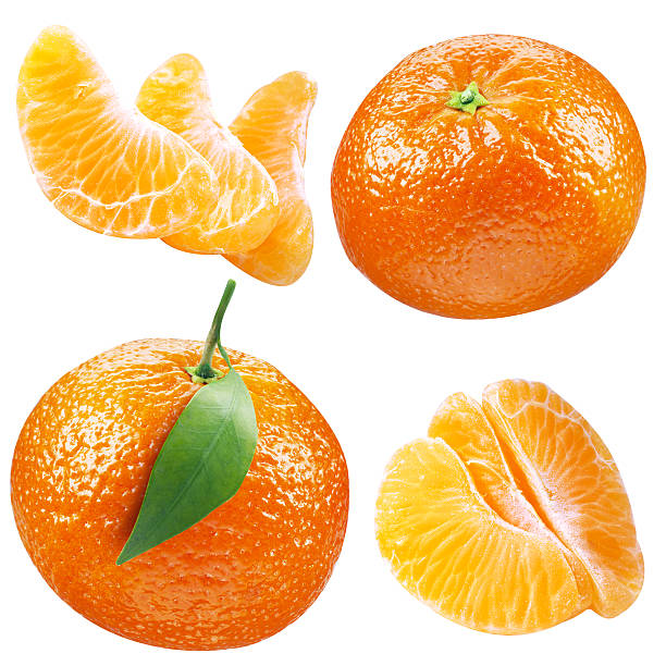 istock tangerines with leaf and slices on white.collection. clipping path 178140713