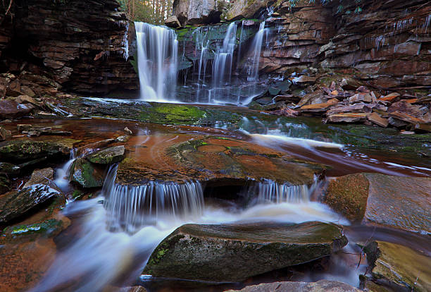 istock Waterfalls, tannin colored stream and rocks 178141349