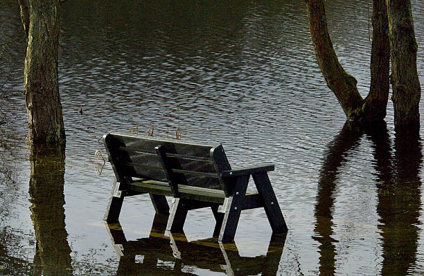 istock Garden Bench submerged in a Flooded area after severe Rainfall 178141967