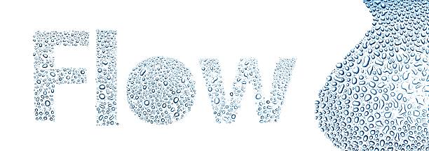 Flow made of water drops, background on white