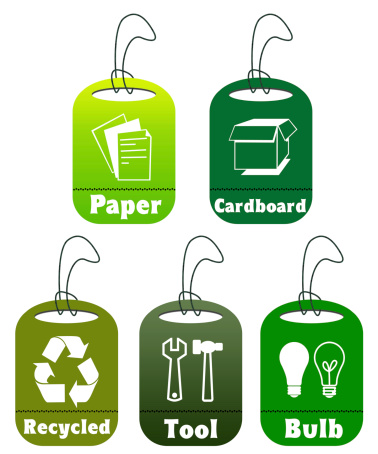 Ecology and recycle tags for environmental design