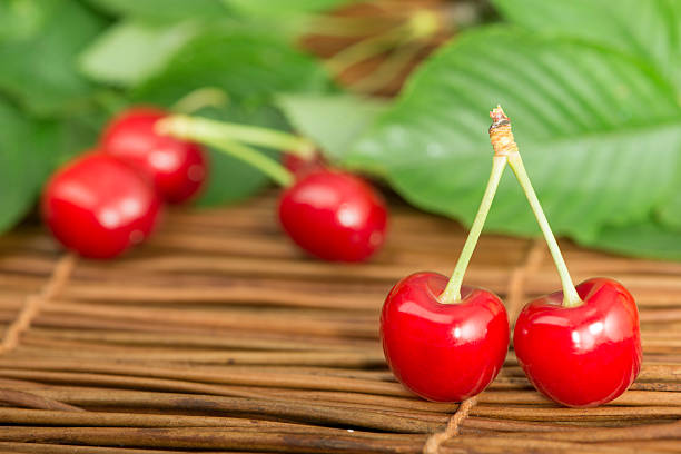istock Cherries and branch with leaves 178143055