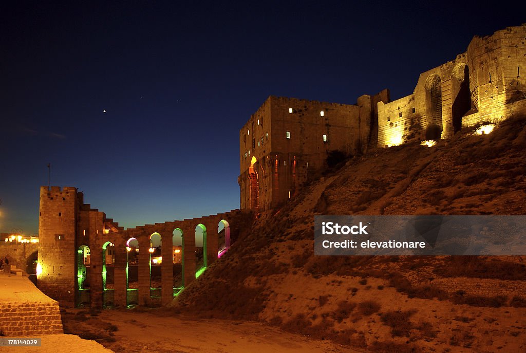 Citadel at the dusk, Aleppo, Syria Aleppo Stock Photo