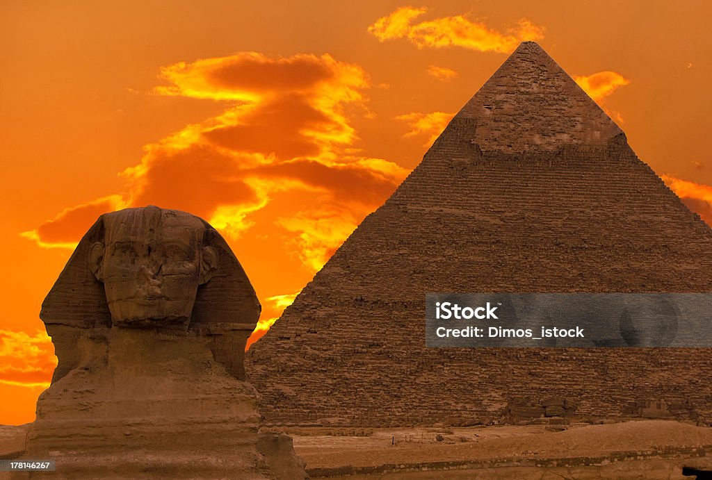 The Sphinx and Great Pyramid, Egypt Travel Stock Photo