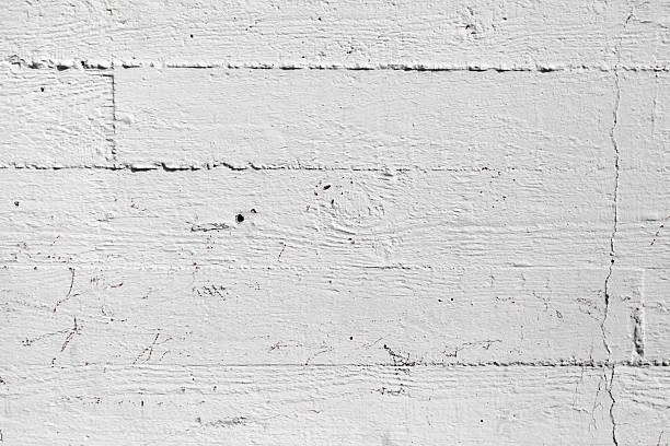 istock Closeup white painted concrete wall texture with wood relief pattern 178147377