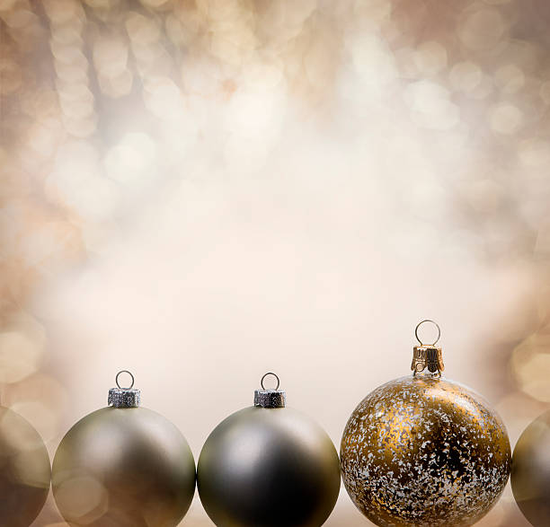 christmas balls with glittering background stock photo