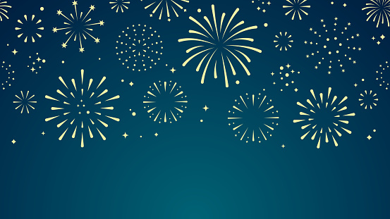 Vector firework background. Carefully layered and grouped for easy editing. This illustration is designed to make a smooth seamless pattern if you duplicate it horizontally to cover more space.