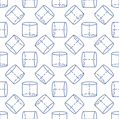 Cylinder Shape Thin Line Seamless Pattern Vector Geometry Concept ...