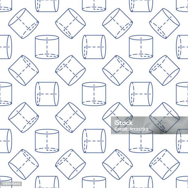 Cylinder Shape Thin Line Seamless Pattern Vector Geometry Concept ...