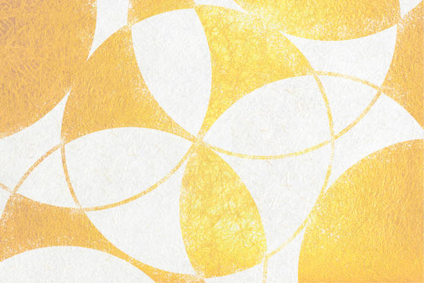 istock Japanese background with gold pattern on white Japanese paper. 1781495462