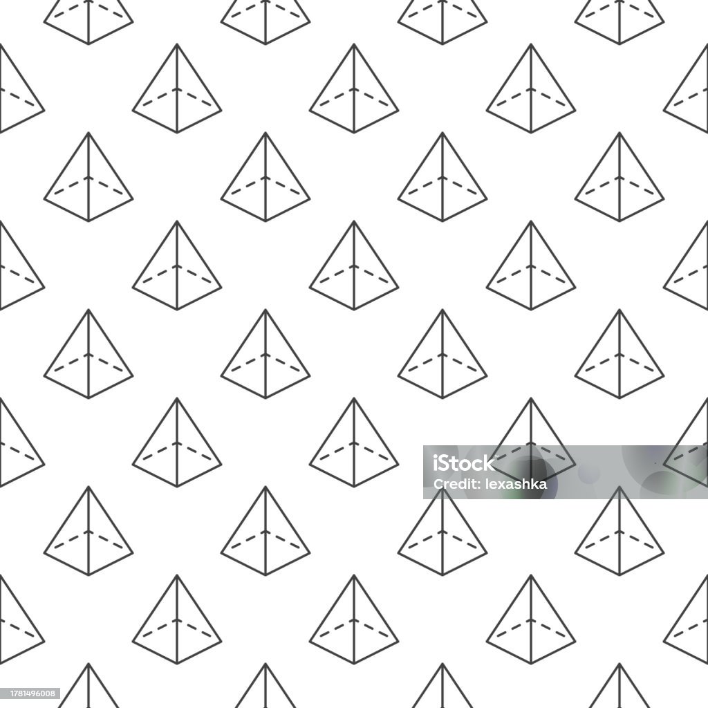 Patterns Pyramid Math Geometry Education Vector Outline Seamless Pattern With Pyramid Symbol ...