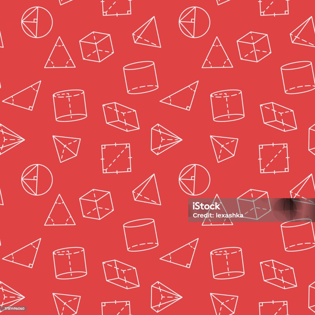 Red Bg Math Mathematics Figures Red Seamless Pattern In Line Style Geometry ...