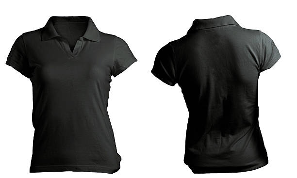 Female black polo shirt template stock photo