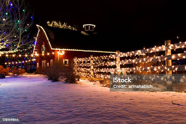 Christmas Lights Stock Photo - Download Image Now - Christmas, Barn, Snow