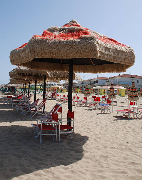 istock Brown and Red Beach Umbrella 178150608