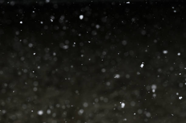 istock Bokeh of white snow on a black background. Snowfall - design element. 1781506418