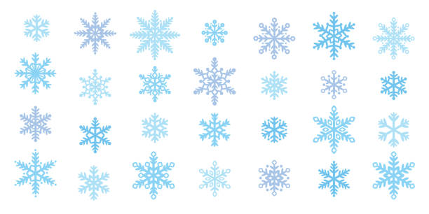 istock Cute snowflake vector illustration set with round shapes, snow illustration hand drawn collection. 1781513508